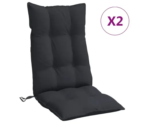 Kõrge Seljatoega Toolipadjad 2 Tk, Must, Oxford Kangas