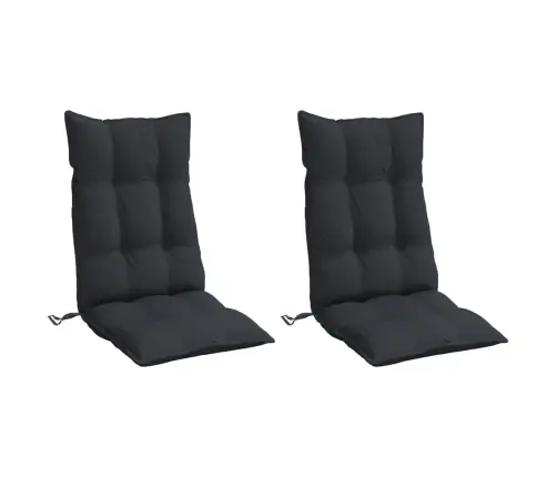 Kõrge Seljatoega Toolipadjad 2 Tk, Must, Oxford Kangas