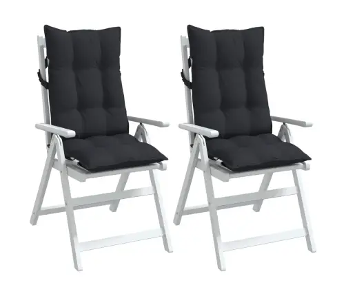 Kõrge Seljatoega Toolipadjad 2 Tk, Must, Oxford Kangas