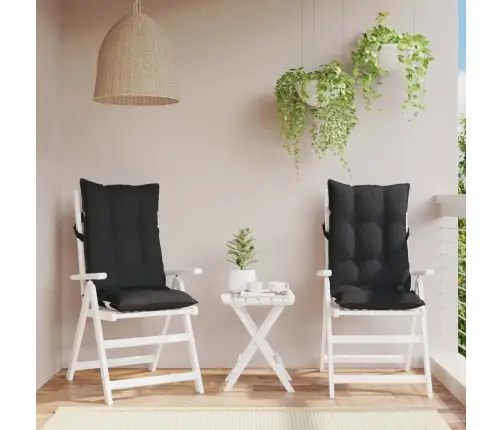 Kõrge Seljatoega Toolipadjad 2 Tk, Must, Oxford Kangas