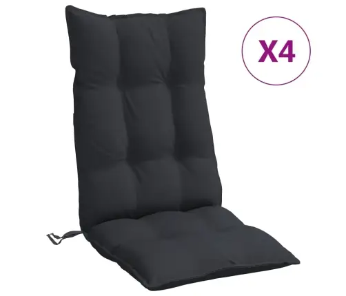 Kõrge Seljatoega Toolipadjad 4 Tk, Must, Oxford Kangas