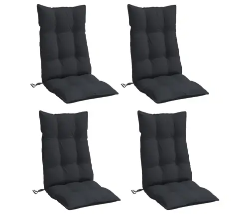 Kõrge Seljatoega Toolipadjad 4 Tk, Must, Oxford Kangas