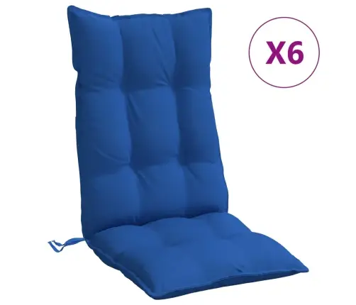 Kõrge Seljatoega Toolipadjad 6 Tk, Sügavsinine, Oxford Kangas