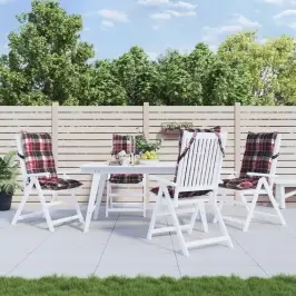 Dārza Krēslu Matrači, 4 Gab., Oksforda Audums, Sarkanas Rūtis Vidaxl