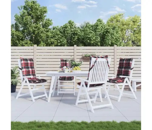 Kõrge Seljatoega Toolipadjad 4 Tk, Punane Ruudumuster, Kangas