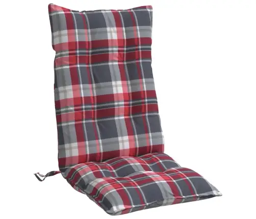 Kõrge Seljatoega Toolipadjad 6 Tk, Punane Ruudumuster, Kangas