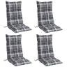 Kõrge Seljatoega Toolipadjad 4 Tk, Hall Ruudumuster, Kangas