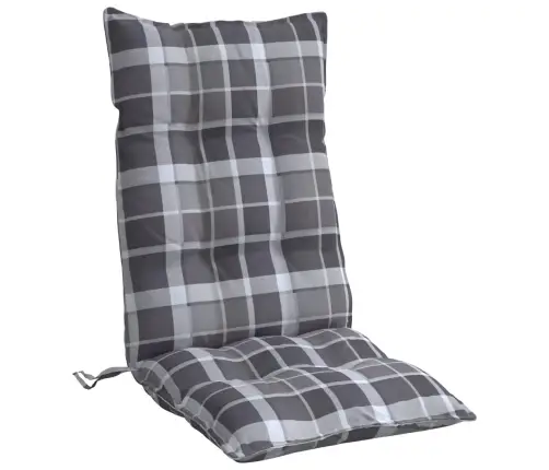Kõrge Seljatoega Toolipadjad 4 Tk, Hall Ruudumuster, Kangas