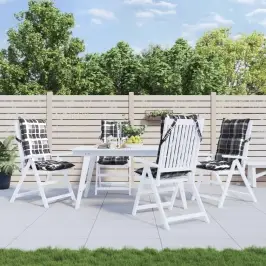 Dārza Krēslu Matrači, 4 Gab., Oksforda Audums, Pelēkas Rūtis Vidaxl