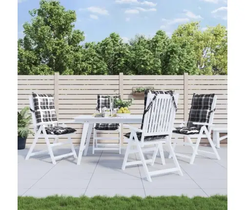 Kõrge Seljatoega Toolipadjad 4 Tk, Hall Ruudumuster, Kangas