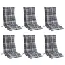 Dārza Krēslu Matrači, 6 Gab., Oksforda Audums, Pelēkas Rūtis Vidaxl