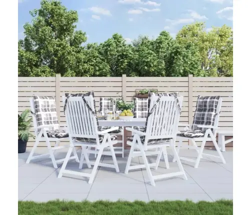 Dārza Krēslu Matrači, 6 Gab., Oksforda Audums, Pelēkas Rūtis Vidaxl