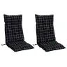 Kõrge Seljatoega Toolipadjad 2 Tk, Must Ruudumuster, Kangas