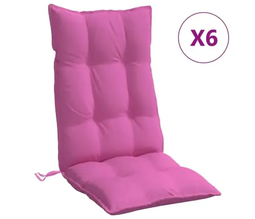 Kõrge Seljatoega Toolipadjad 6 Tk, Roosa, Oxford Kangas