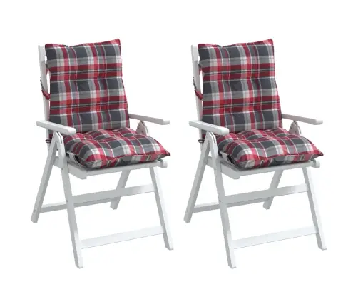 Dārza Krēslu Matrači, 2 Gab., Oksforda Audums, Sarkani Rūtots Vidaxl