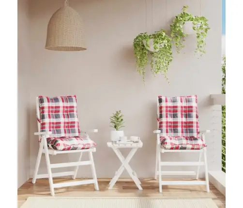 Dārza Krēslu Matrači, 2 Gab., Oksforda Audums, Sarkani Rūtots Vidaxl