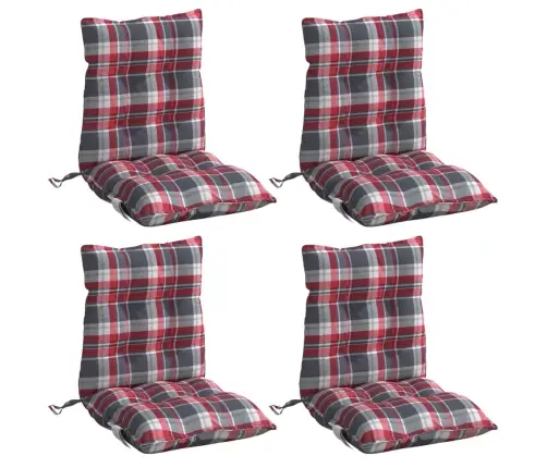 Madala Seljatoega Toolipadjad 4 Tk, Punane Ruudumuster, Kangas