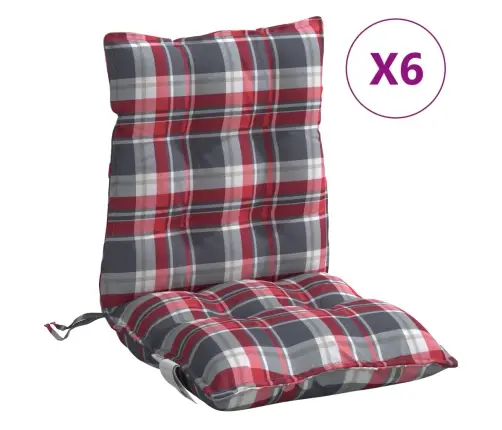 Madala Seljatoega Toolipadjad 6 Tk, Punane Ruudumuster, Kangas