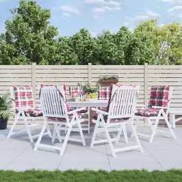 Dārza Krēslu Matrači, 6 Gab., Oksforda Audums, Sarkani Rūtots Vidaxl