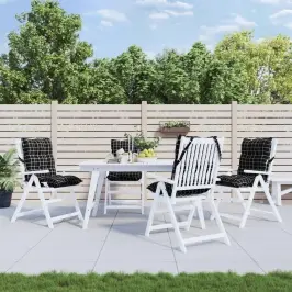 Dārza Krēslu Matrači, 4 Gab., Audums, Melnu Četrstūru Rakstu Vidaxl