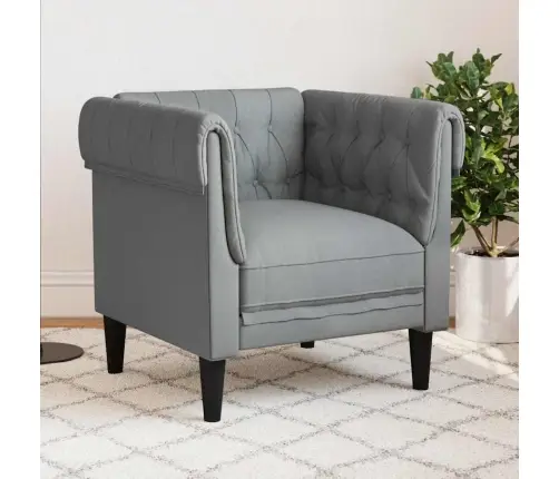 Chesterfield Atpūtas Krēsls, Gaiši Pelēks Audums Vidaxl