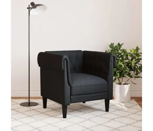 Chesterfield Krėslas, Juodos Spalvos, Audinys