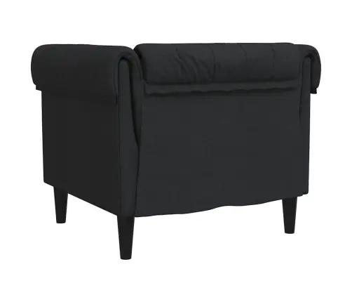 Chesterfield Krėslas, Juodos Spalvos, Audinys
