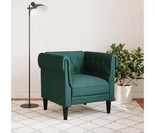 Chesterfield Atpūtas Krēsls, Tumši Zaļš Audums Vidaxl