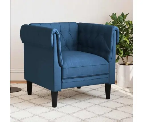 Chesterfield Atpūtas Krēsls, Zils Audums Vidaxl