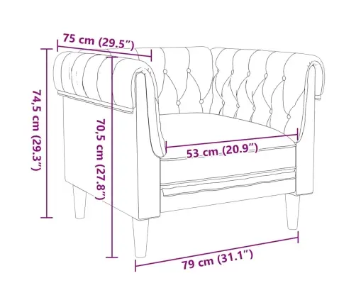 Chesterfield Krėslas, Rudos Spalvos, Audinys
