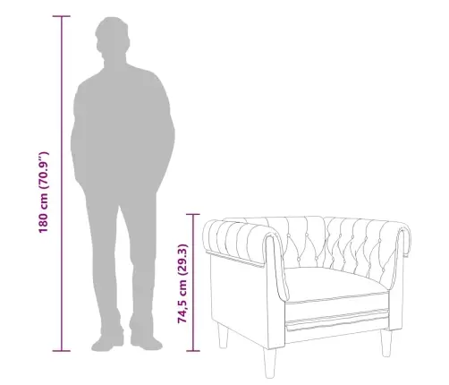 Chesterfield Krėslas, Rudos Spalvos, Audinys