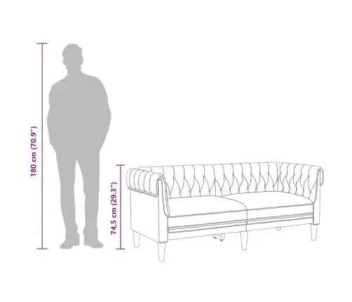 Divvietīgs Chesterfield Dīvāns, Tumši Pelēks Audums Vidaxl