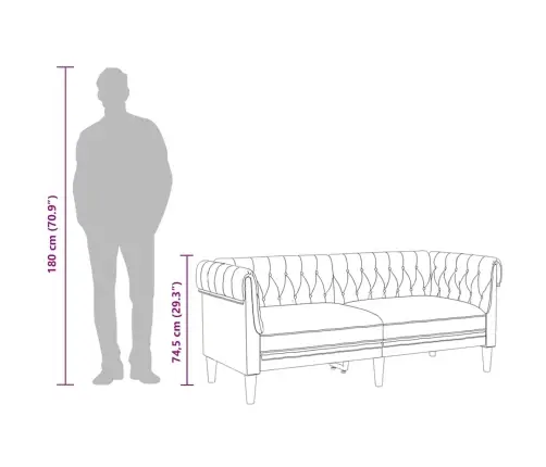 Divvietīgs Chesterfield Dīvāns, Melns Audums Vidaxl