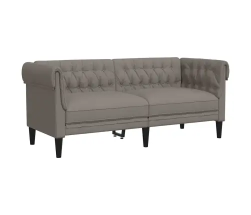 Divvietīgs Chesterfield Dīvāns, Pelēkbrūns Audums Vidaxl