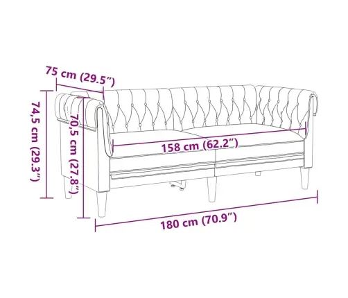Divvietīgs Chesterfield Dīvāns, Brūns Audums Vidaxl