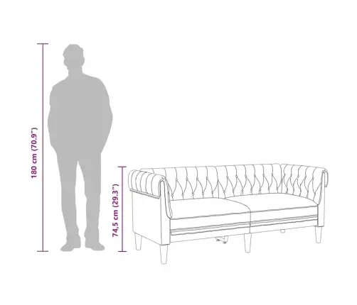 Divvietīgs Chesterfield Dīvāns, Brūns Audums Vidaxl