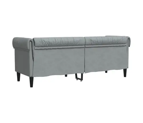 Trīsvietīgs Chesterfield Dīvāns, Gaiši Pelēks Audums Vidaxl