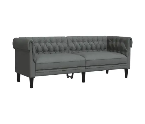 Trivietė Chesterfield Sofa, Tamsiai Pilkos Spalvos, Audinys