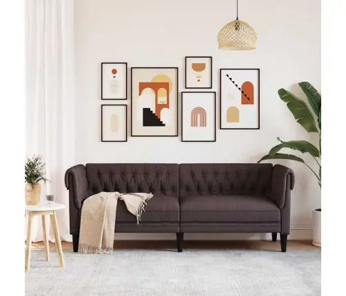 Chesterfield 3-Kohaline Diivan, Tumepruun, Kangas