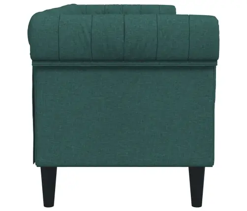 Trīsvietīgs Chesterfield Dīvāns, Tumši Zaļš Audums Vidaxl