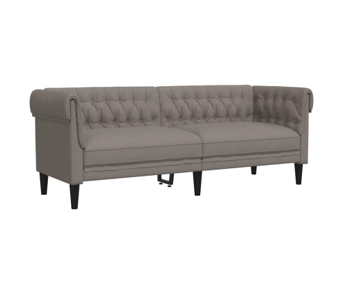 Trīsvietīgs Chesterfield Dīvāns, Pelēkbrūns Audums Vidaxl