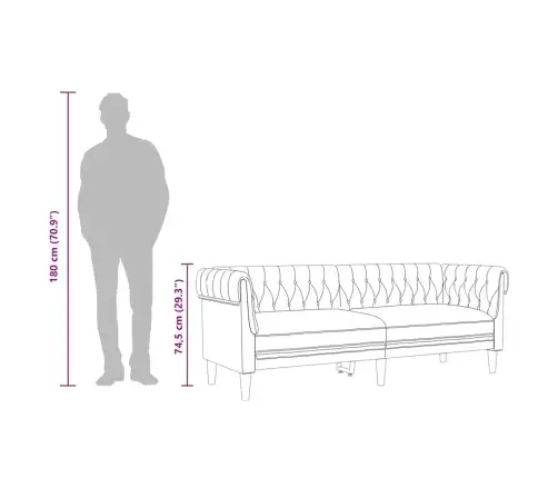 Trīsvietīgs Chesterfield Dīvāns, Zils Audums Vidaxl Trīsvietīgs Chesterfield Dīvāns, Zils Audums Vidaxl