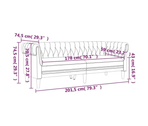 Chesterfieldi Diivan 3-Kohaline, Lina