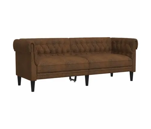 Trivietė Chesterfield Sofa, Rudos Spalvos, Audinys