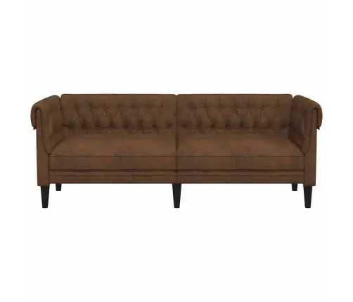 Trivietė Chesterfield Sofa, Rudos Spalvos, Audinys