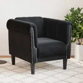 Atpūtas Krēsls, Melns, Samts Vidaxl