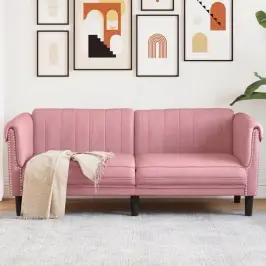 Dvivietė Sofa, Rožinės Spalvos, Aksomas Dvivietė Sofa, Rožinės Spalvos, Aksomas