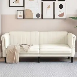 Dvivietė Sofa, Kreminės Spalvos, Aksomas