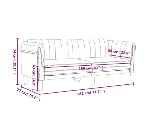 Dvivietė Sofa, Mėlynos Spalvos, Aksomas