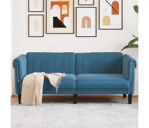Dvivietė Sofa, Mėlynos Spalvos, Aksomas